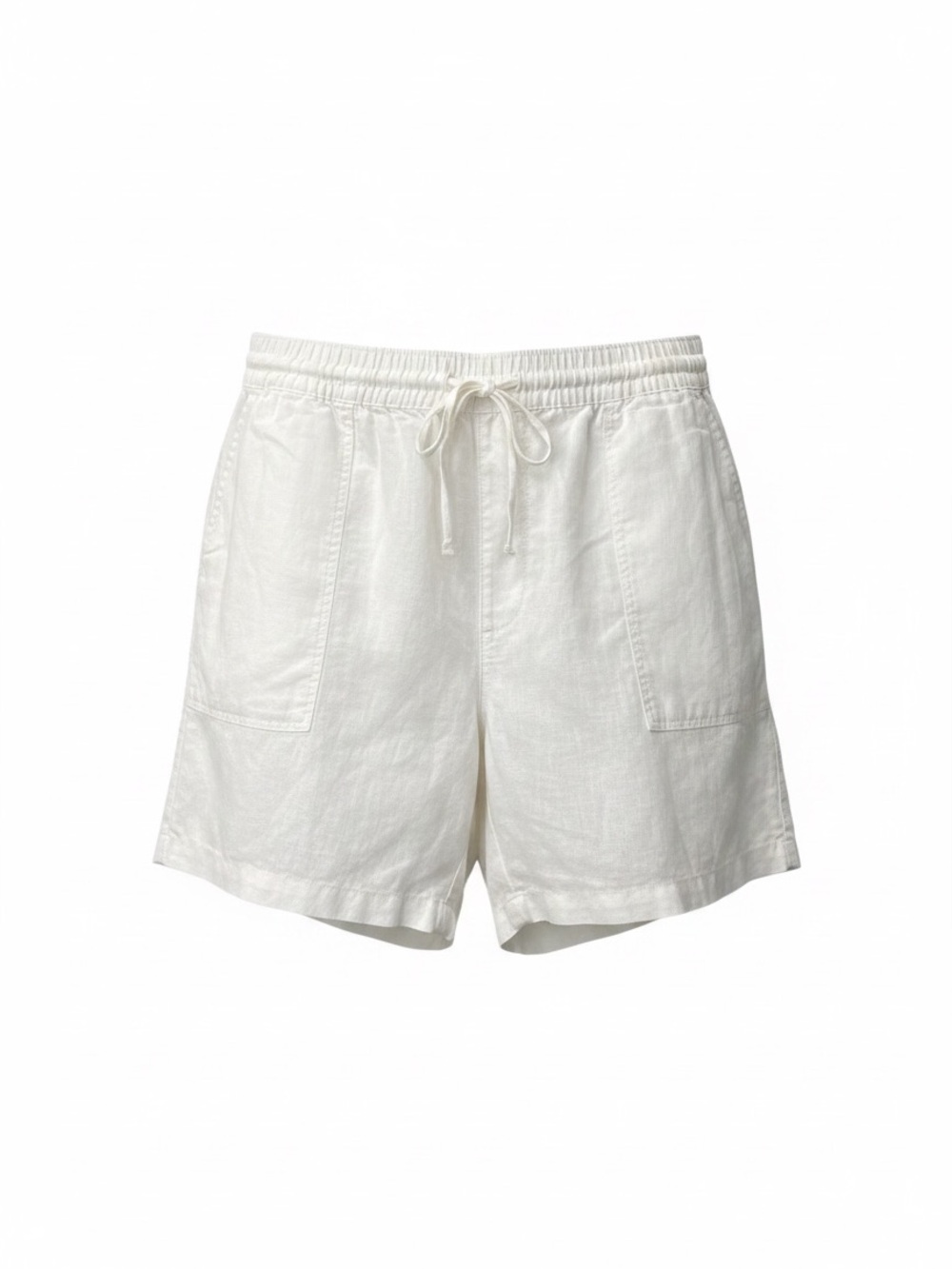 Lands’ End Women’s White Linen High-waist Shorts XL (18)